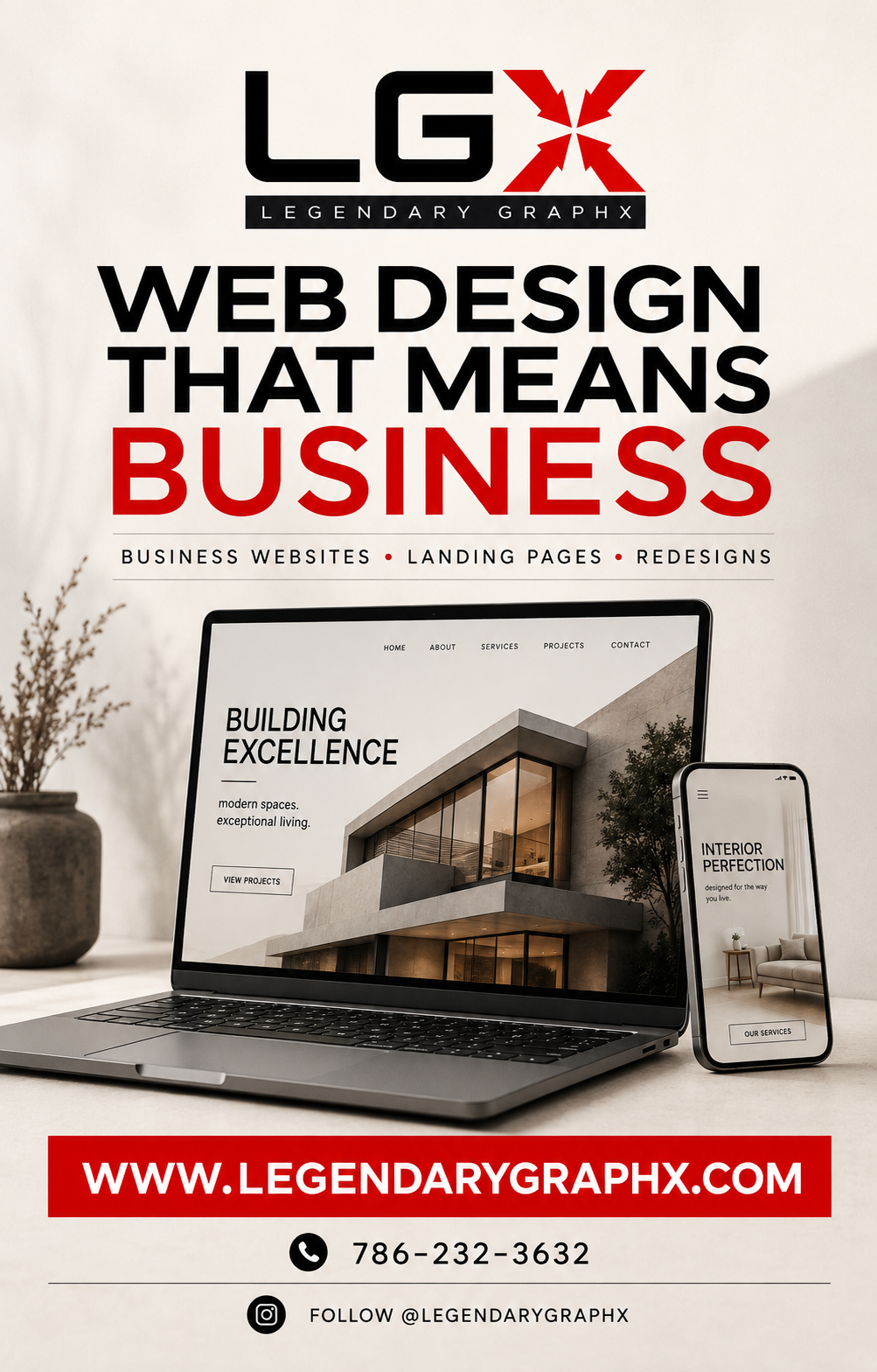 Professional business website design by Legendary GraphX